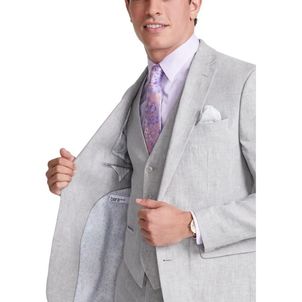Bar III Mens Slim-Fit Linen Two Button Suit Jacket 42 Regular Grey Blazer - NWT